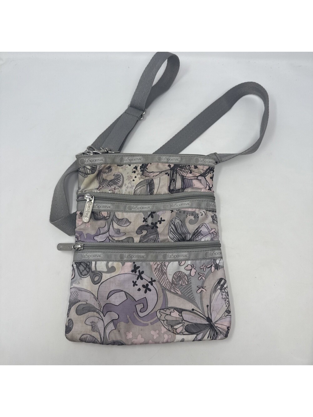 LeSportSac Mini Triple Zip Crossbody Purse Multicolor Lightweight Vintage